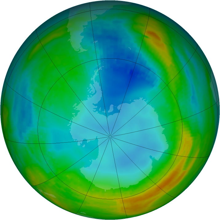 Antarctic ozone map for 27 July 1988